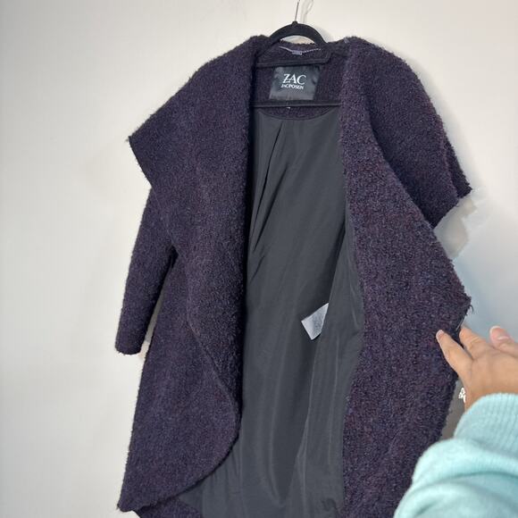 ZAC ZAC POSEN Camilla Cocoon Wrap Coat Women M Purple Natural Fibers Winter XS - Picture 11 of 16